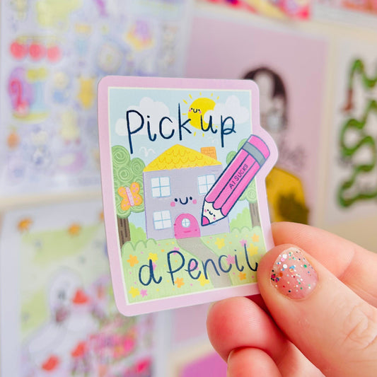 Pick Up A Pencil : AI Sucks - Waterproof Vinyl Sticker