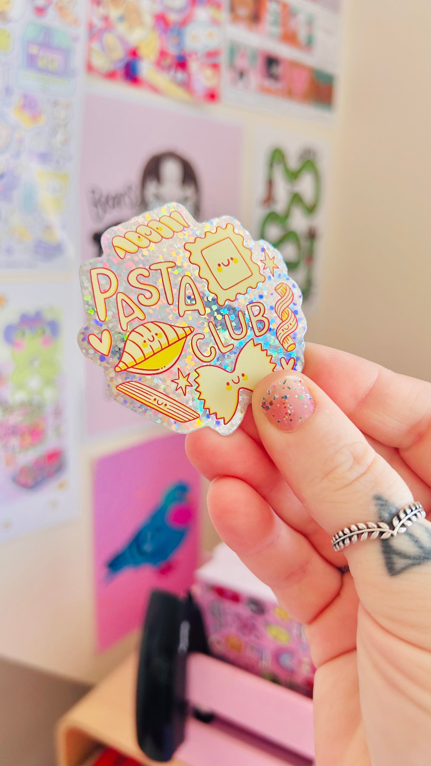 Pasta Club - Glitter Vinyl Sticker