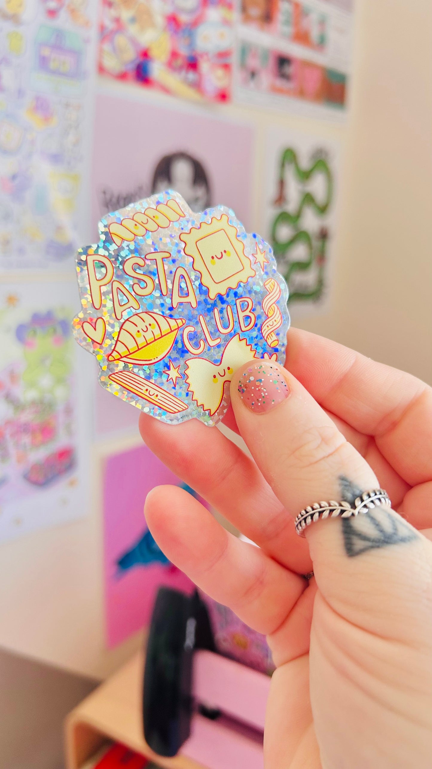 Pasta Club - Glitter Vinyl Sticker