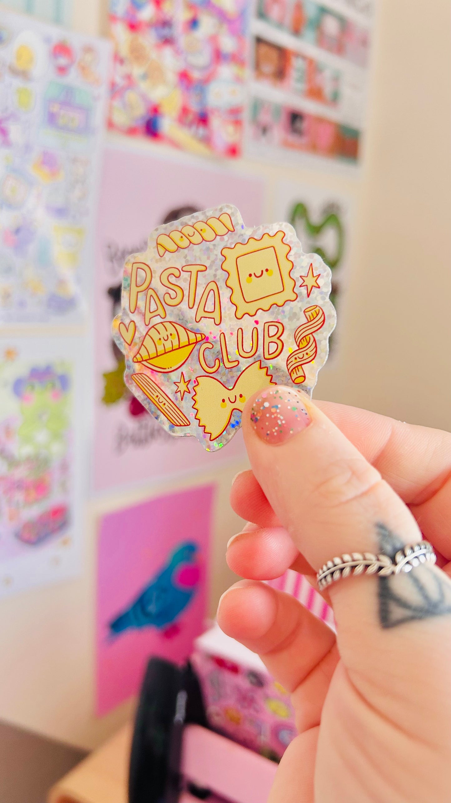 Pasta Club - Glitter Vinyl Sticker