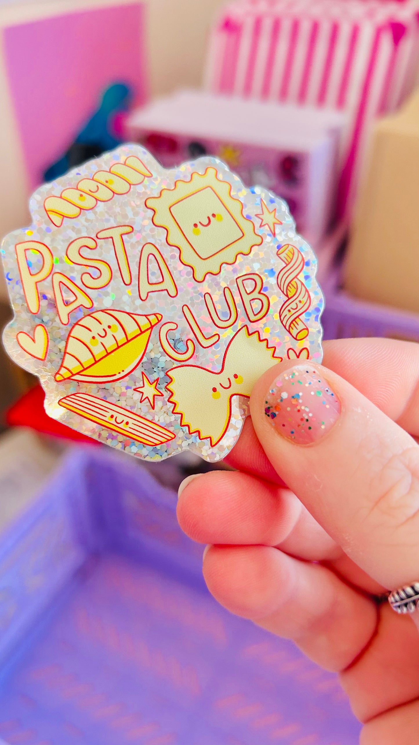 Pasta Club - Glitter Vinyl Sticker