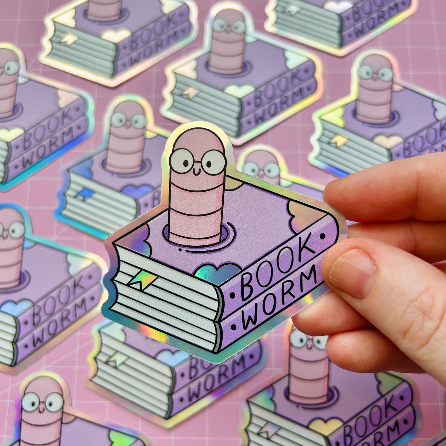 Bookworm Holographic Sticker