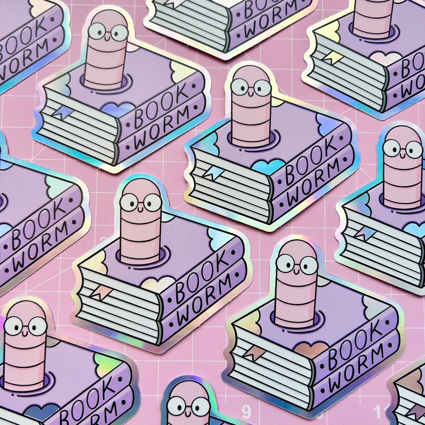 Bookworm Holographic Sticker