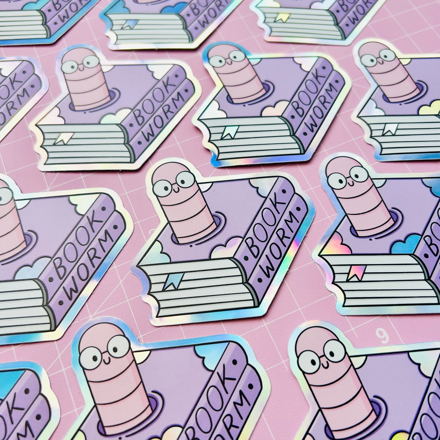 Bookworm Holographic Sticker
