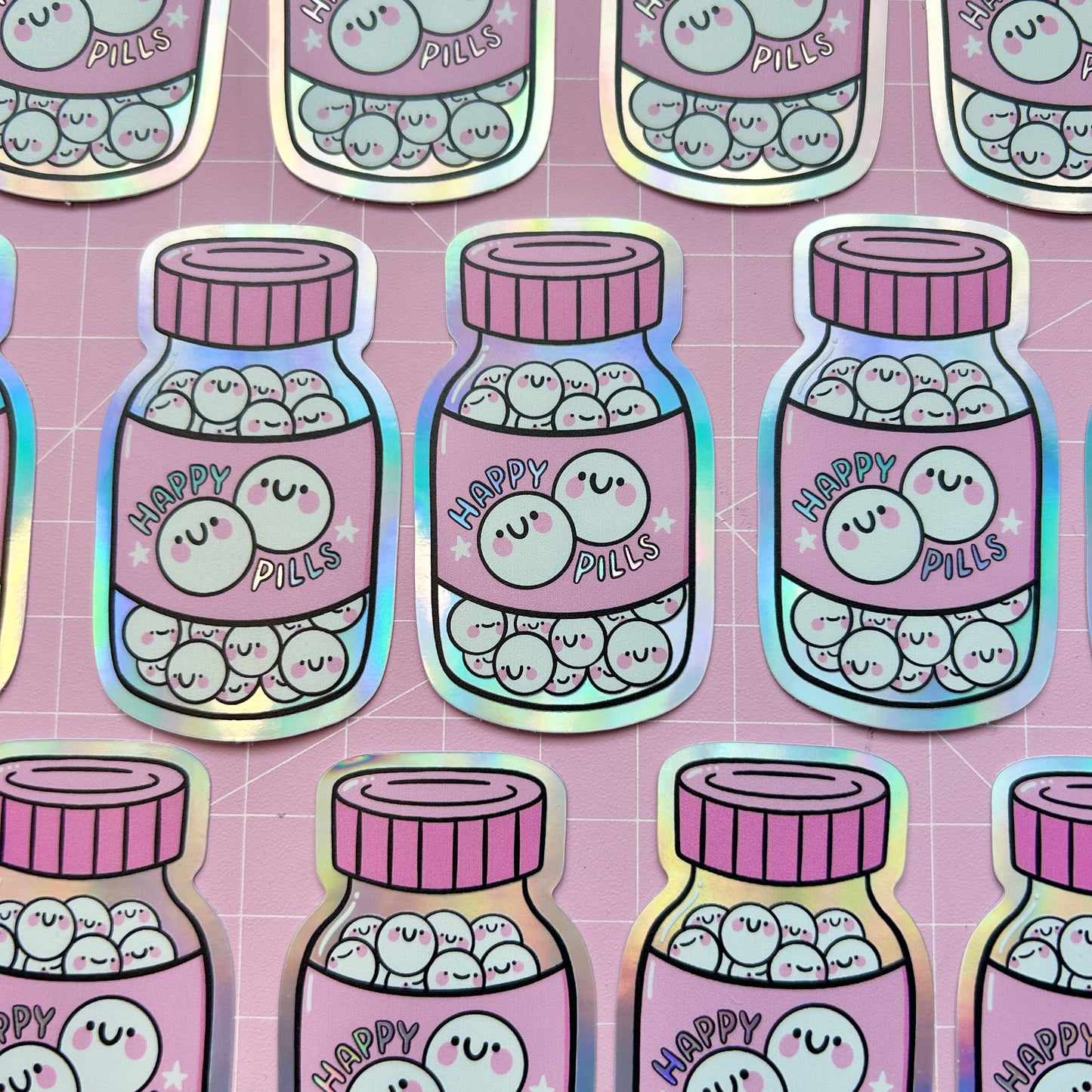 Happy Pills Bottle - Holographic Sticker