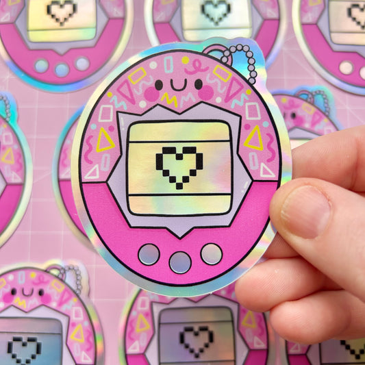 90s Nostalgia Virtual Pet Holographic Sticker