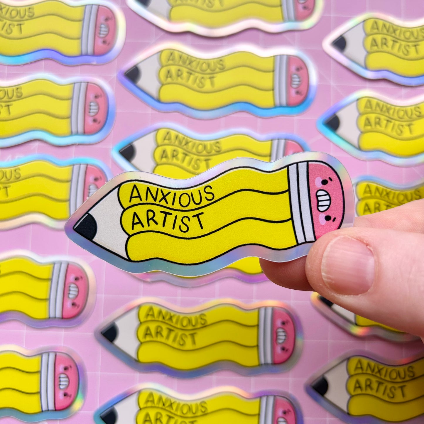 Anxious Artist Holographic Sticker