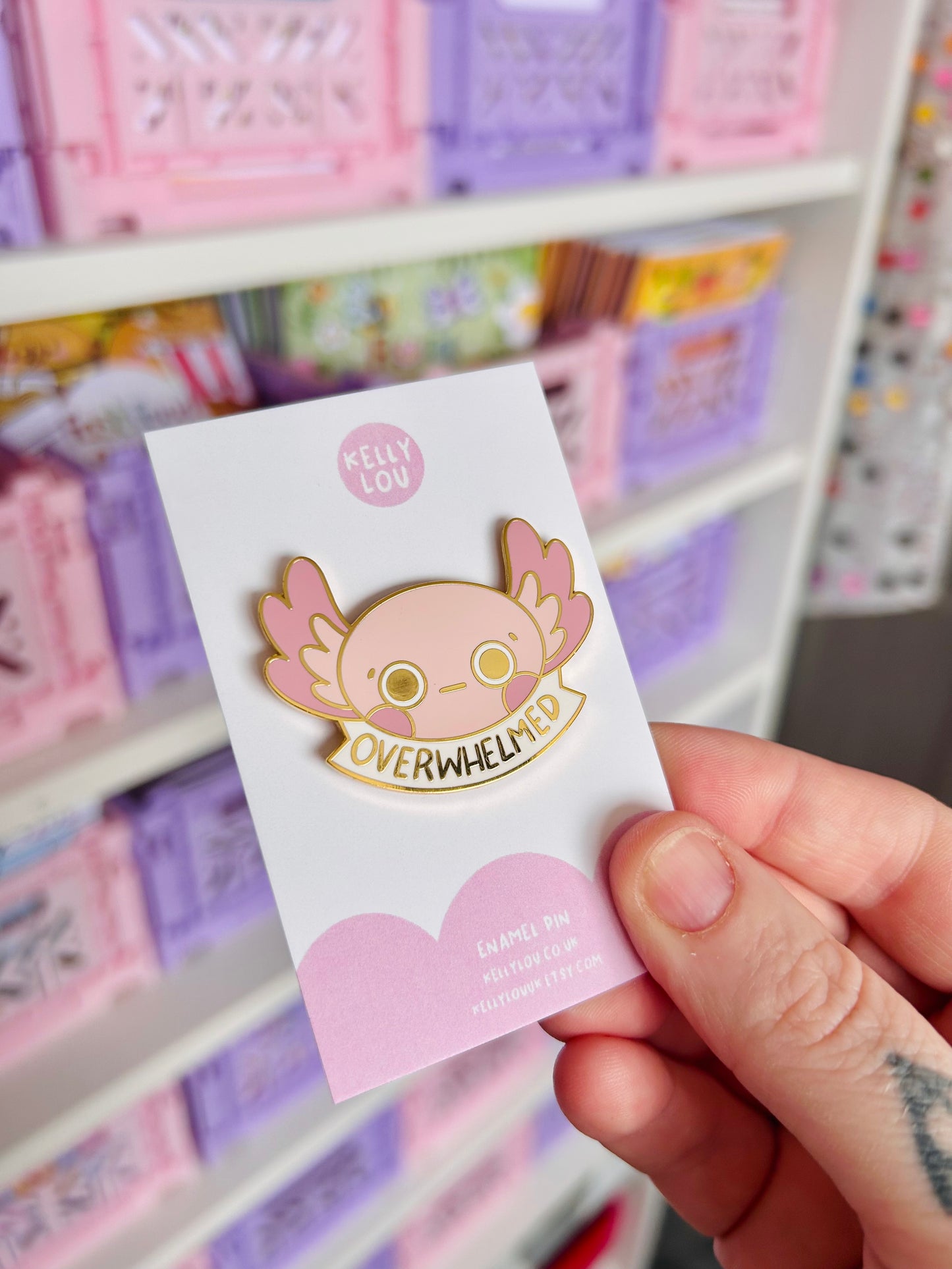 Overwhelmed Axolotl Enamel Pin