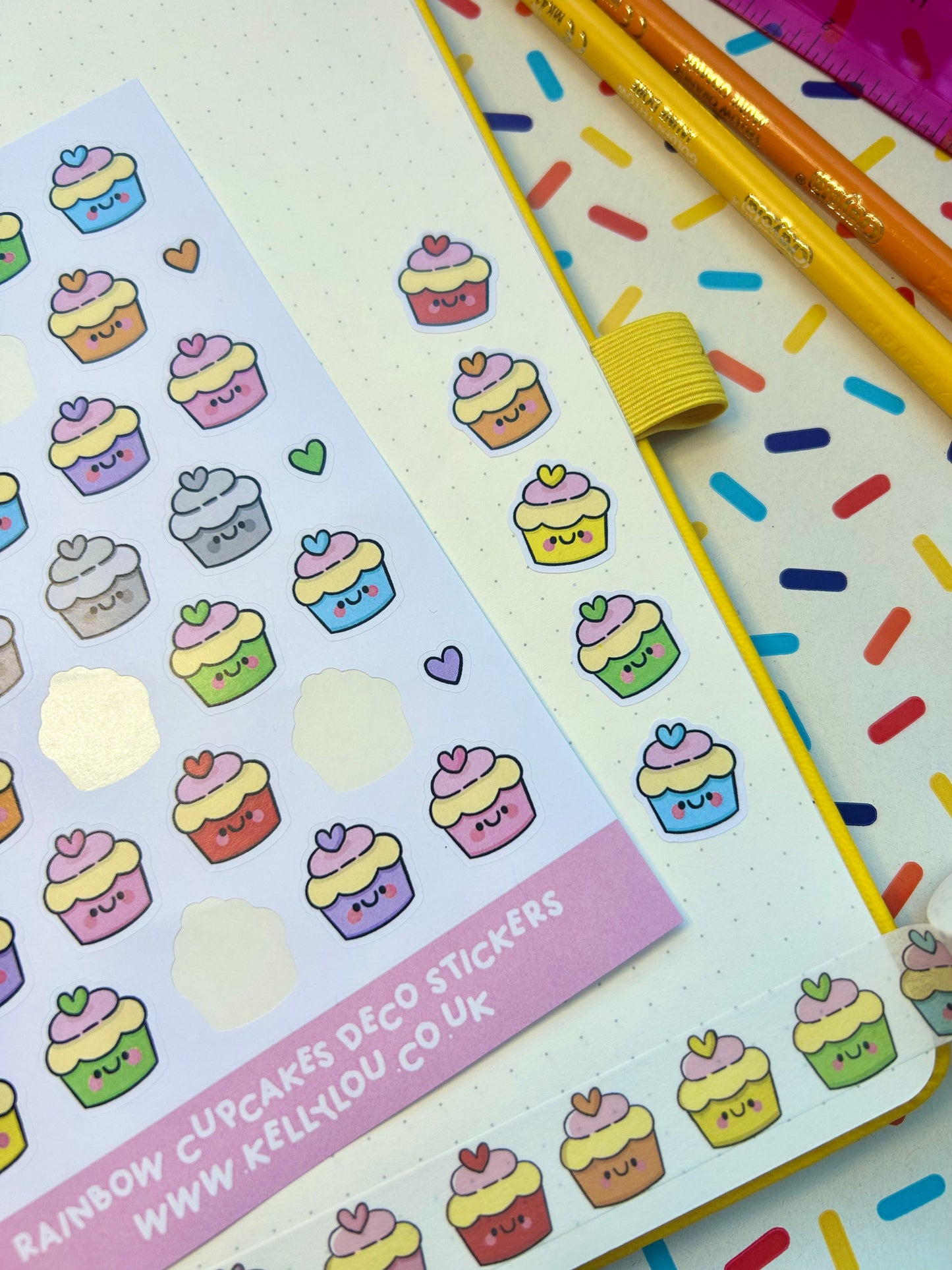 Rainbow Cupcakes - Deco Sticker Sheet