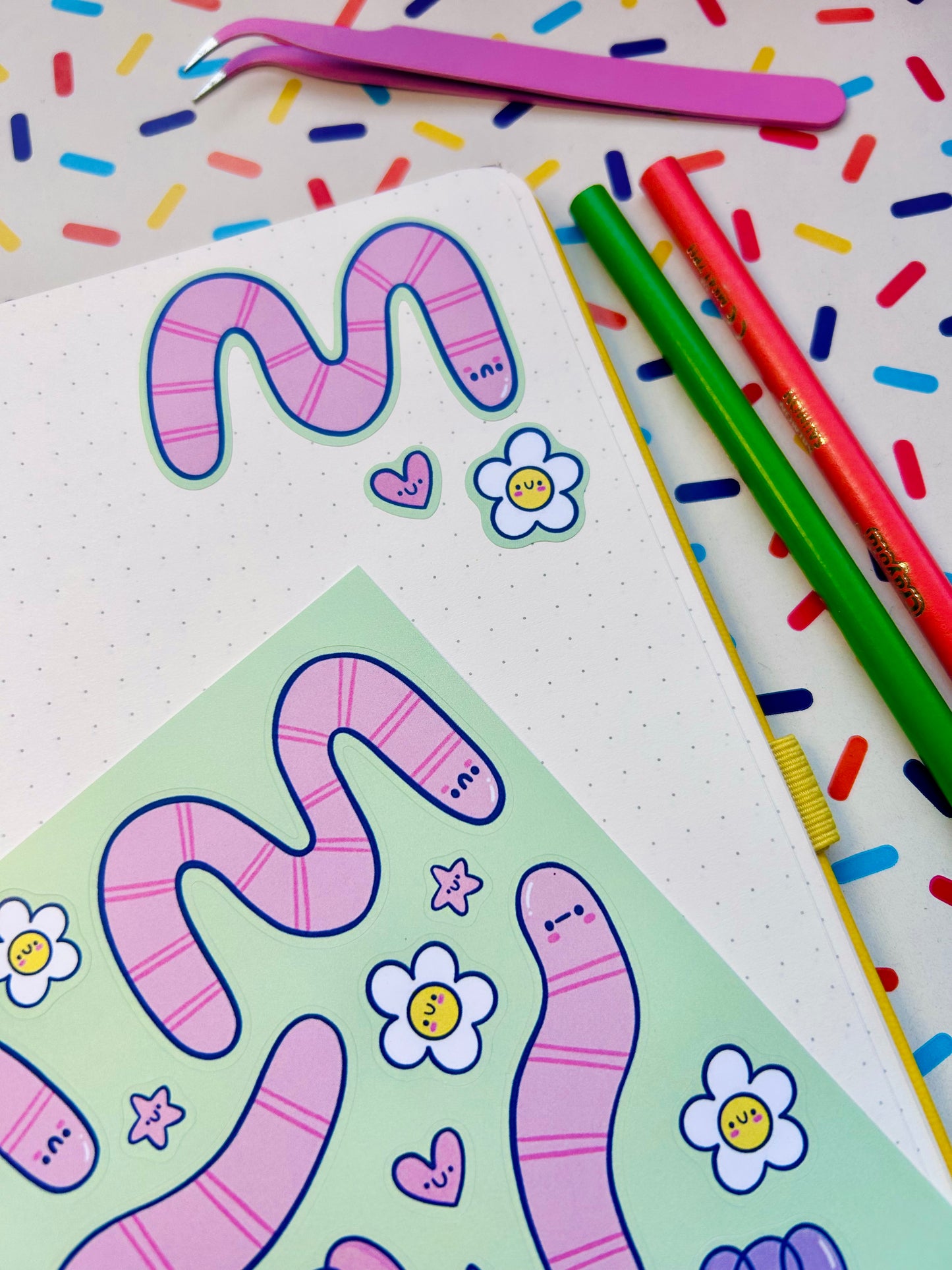 Spring Worms - Vinyl Sticker Sheet