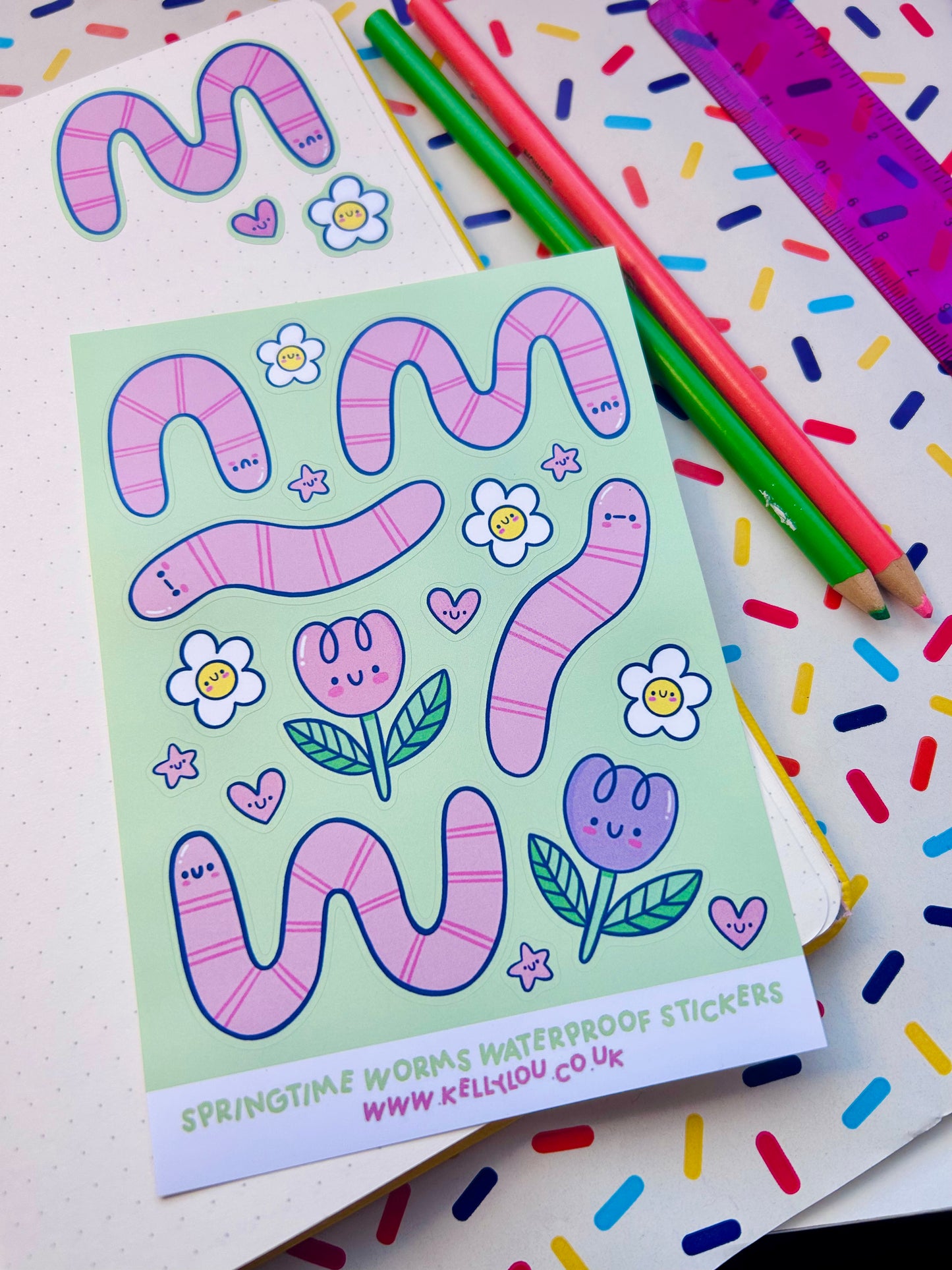 Spring Worms - Vinyl Sticker Sheet