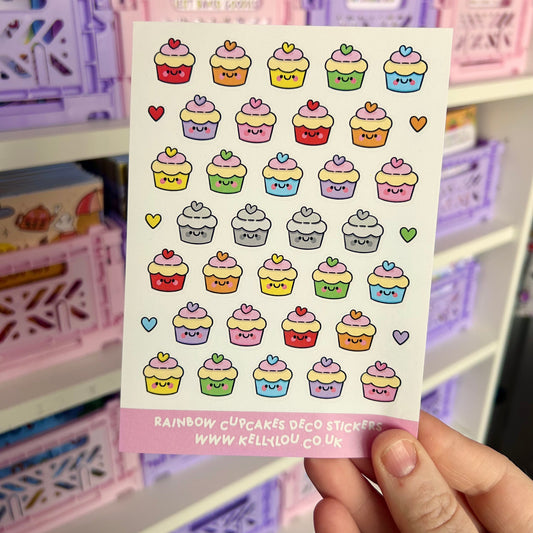 Rainbow Cupcakes - Deco Sticker Sheet