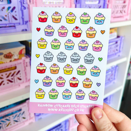 Rainbow Cupcakes - Deco Sticker Sheet