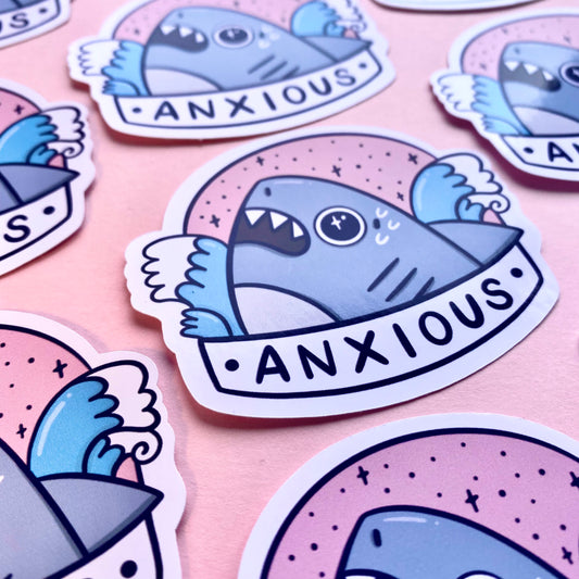 Anxious Shark Glossy Sticker