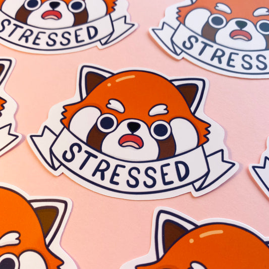 Stressed Red Panda Glossy Sticker