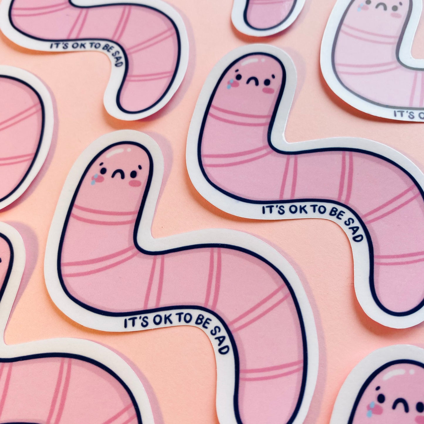 It's OK To Be Sad Worm Glossy Sticker