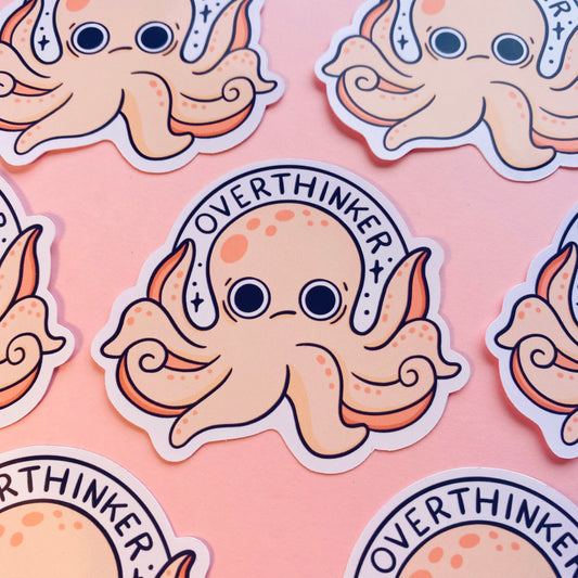 Overthinking Octopus Glossy Sticker