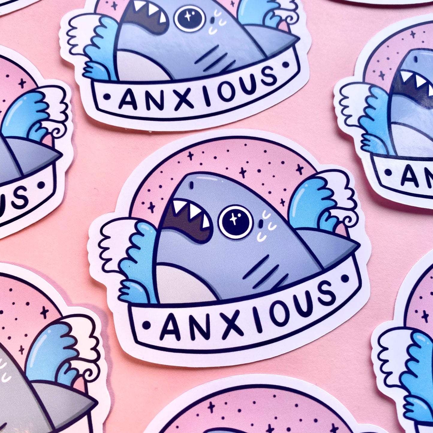 Anxious Shark Glossy Sticker