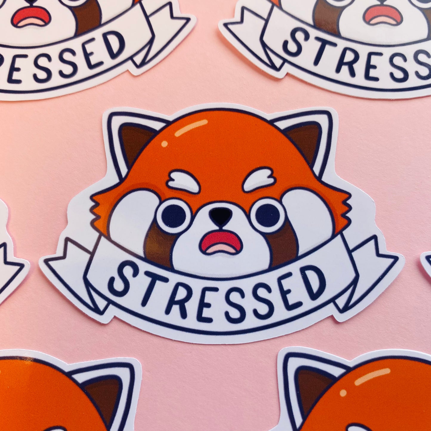 Stressed Red Panda Glossy Sticker