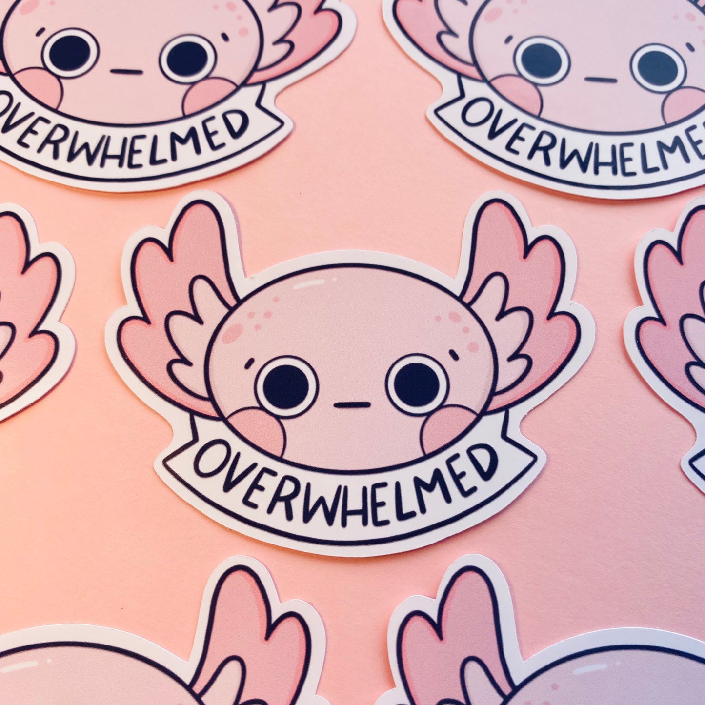 Overwhelmed Axolotl Glossy Sticker