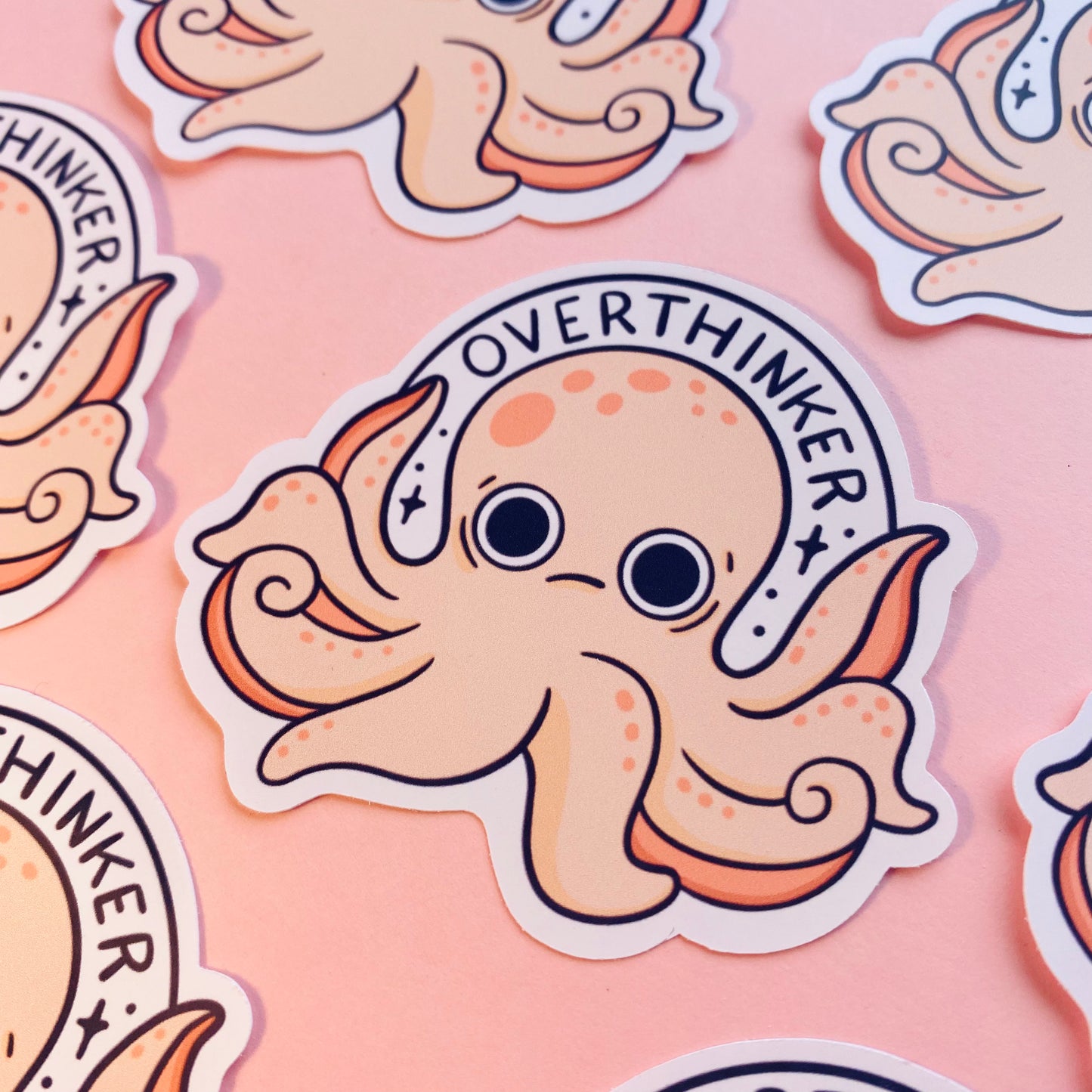 Overthinking Octopus Glossy Sticker